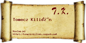 Tomecz Kilián névjegykártya